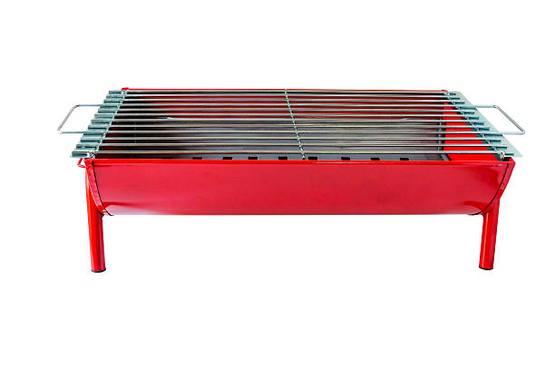 istock A new Red barbecue grill stove over white background. 2209270537