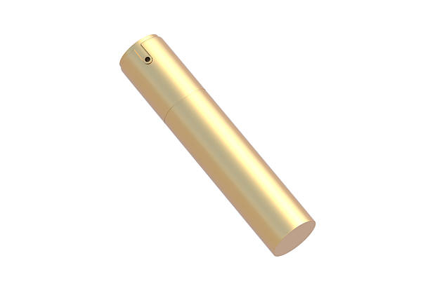 istock Golden deodorant spray bottle isolated on white background. Can for freshener. 3d render 2209270892