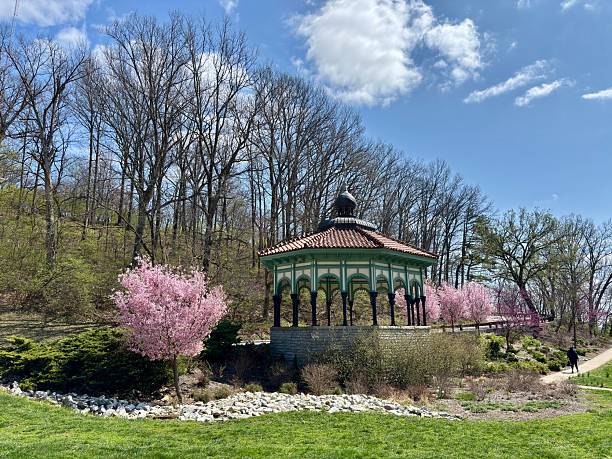 istock Gazebo with blooming cherry trees in spring at Eden Park, Cincinnati 2209274908