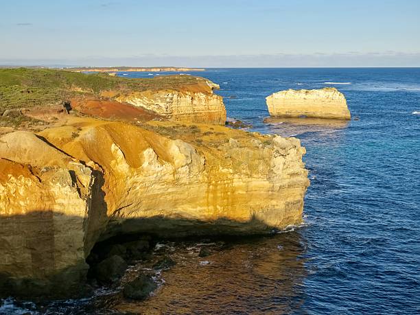 The rugged coastal scenery on the Great Ocean Road, a scenic drive in Victoria, Australia.