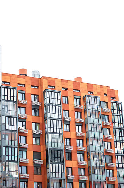 istock A tall building with many windows and a red facade 2209288638