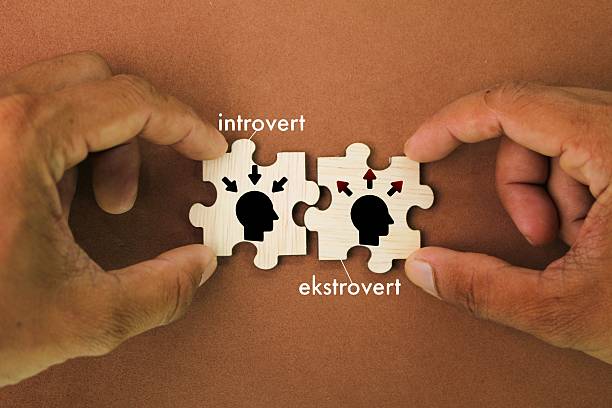istock wooden puzzle with the combination icon between introvert and extrovert, which is to be Ambivert 2209306412