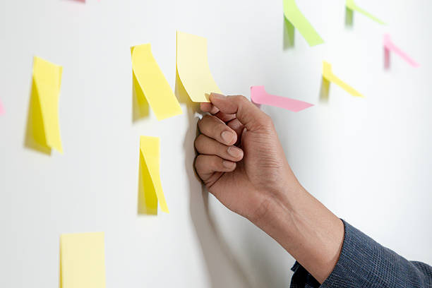 istock A young businessman with sticky notes on the wall 2209314707