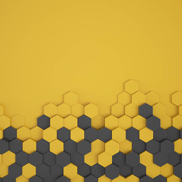 istock 3d rendering of hexagons in black and yellow. 2209315781