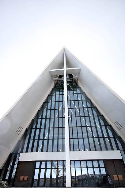 front view of the Arctic Cathedral of Tromso