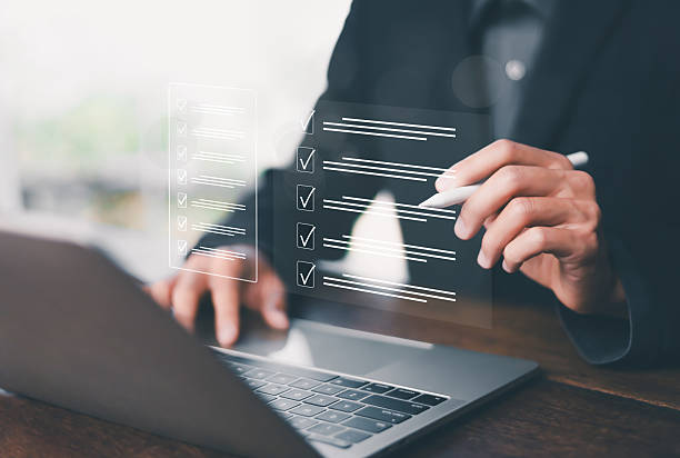istock Checklist Survey On Computer Filling Out Digital Form Checklist Survey Doing Assessment Questionnaire Evaluation 2209324286