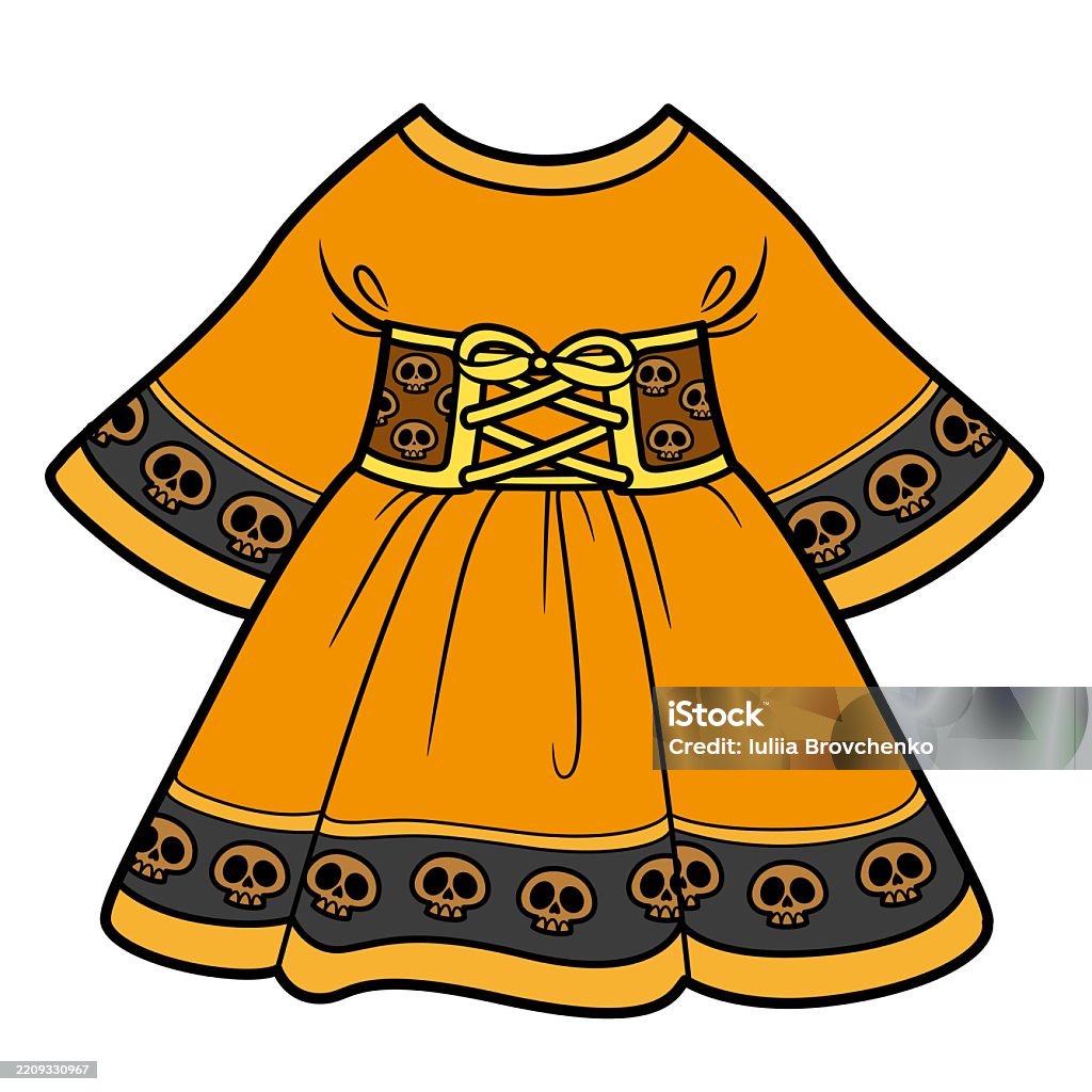 Elegant dress with an ornament of skulls and a lace-up corset color variation Activity stock vector Elegant dress with an ornament of skulls and a lace-up corset color variation Activity stock vector