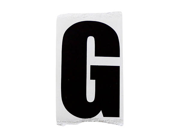 istock G wording or text with pieces of torn or cut paper, design elements isolated on white background with clipping path. 2209332357