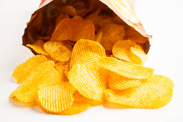 istock Potato chips delicious BBQ seasoning spicy for crips, thin slice deep fried snack fast food. 2209336450