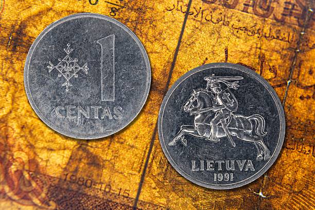 istock 1991 Lithuanian Centas Coin on Vintage Map 2209339986