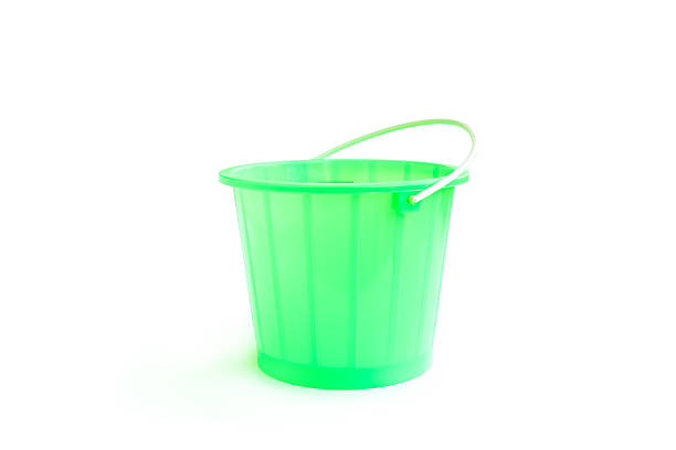 istock Green plastic bucket isolated on white background, Plastic bucket with handle 2209344586