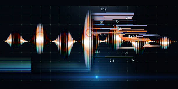 istock Abstract background with color sound wave from lines with data blurred lines on black. Technology audio wave. For music wave poster design. 2209349263