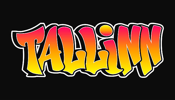 istock The word Tallinn is displayed in vibrant, gradient-filled graffiti, set against a stark black backdrop, creating a striking visual. 2209355262