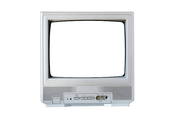 istock Old silver TV isolated on white background. Retro technology concept. Blank screen for text.Vintage TVs 1980s 1990s 2000s. 2209358198