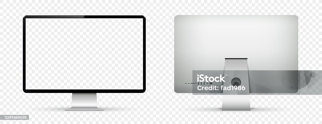 Realistic Computer Transparent Screen Mockup Computer Display Front And ...