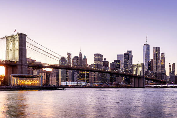 istock A panoramic sunset view of the Brooklyn Bridge stretching towards Manhattan 2209377468