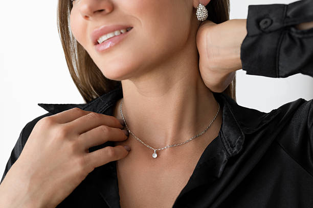 Woman shows expensive accessories and wears them