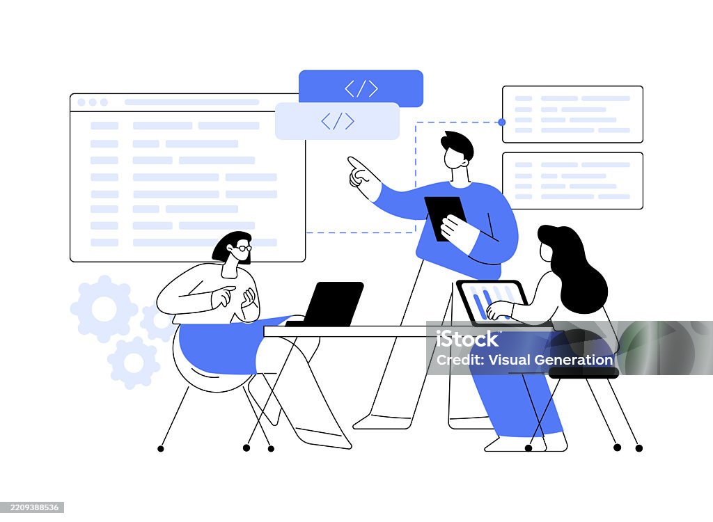 Tech Development Cartoon Software Development Isolated Cartoon Vector Illustrations Stock ...