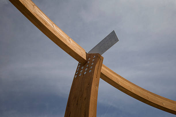 istock Detail of Nordic laminated timber, building structure. 2209390726