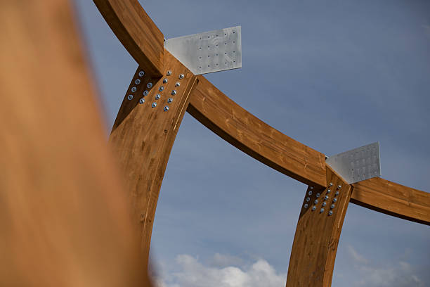 istock Detail of Nordic laminated timber, building structure. 2209390740