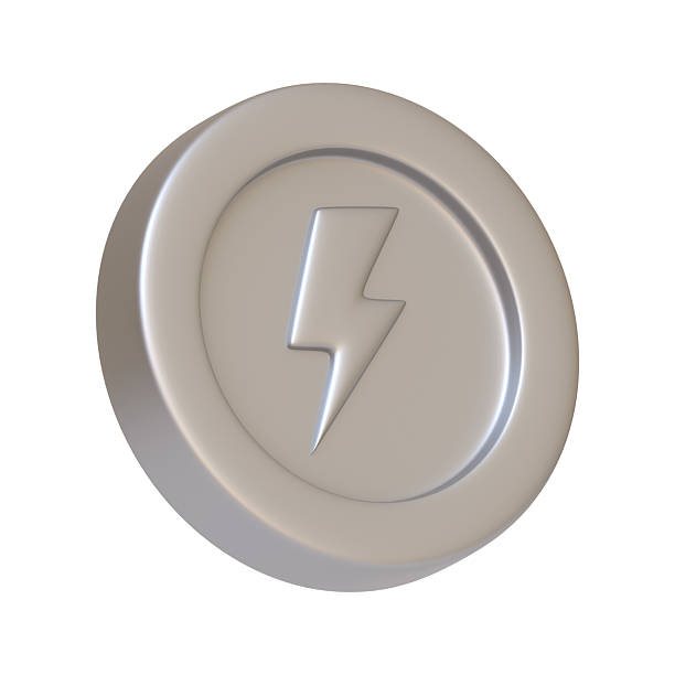 istock Silver coin with lightning bolt  isolated on white background 2209392045