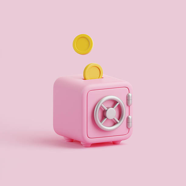 istock Pink Safe with Coins Dropping In, 3D Illustration 2209392409