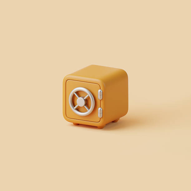 istock Orange safe vault, symbolizing financial security, protection, and savings, isolated on a light orange background 2209392467