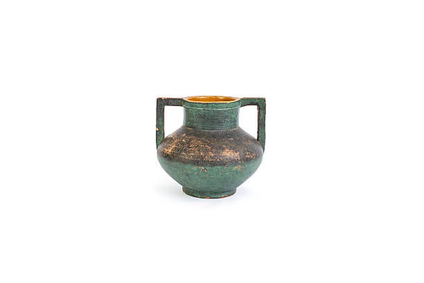 istock Ceramic vintage vase , weathered clay texture isolated on white background 2209393359