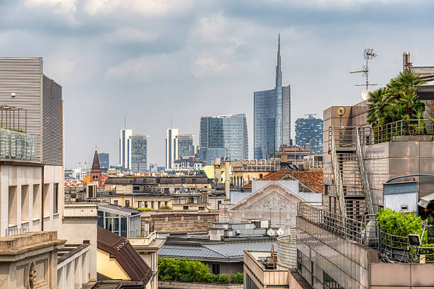 istock Modern Milan Skyline with Rooftop Terraces and Skyscrapers 2209396870