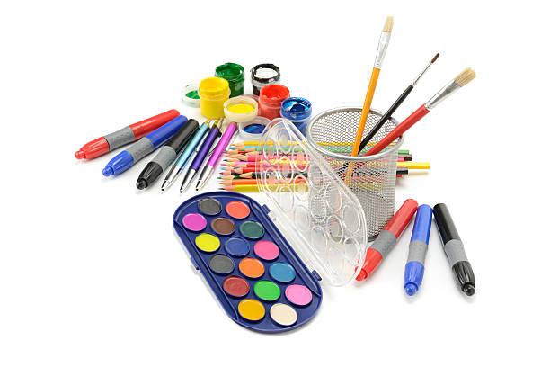 istock Set of paints pencils markers for creativity isolated on white 2209401716