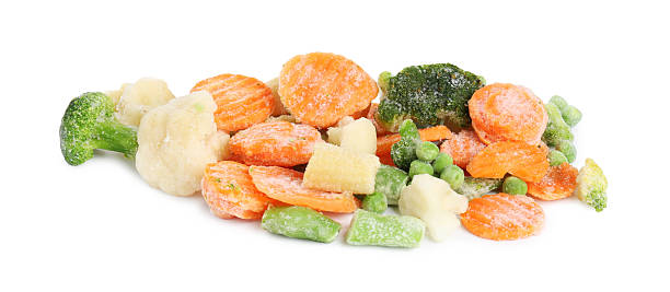 istock Mix of different frozen vegetables isolated on white 2209411137