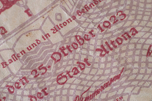 Closeup details Weimar Republic Banknotes