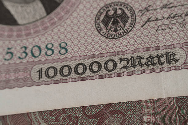 Macro Closeup details Weimar Republic Banknotes