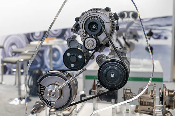 istock Illustrative model of a car engine belt system with pulley and generator 2209417118