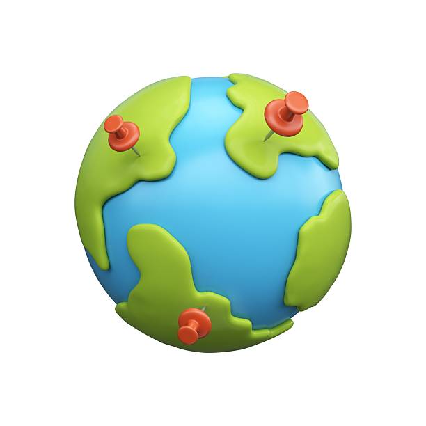 istock 3d illustration of earth with pins. 2209443479