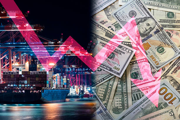 Shipping Port, Money and a Down Arrow