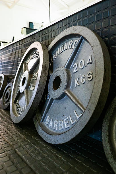 detail of multi-colored gym weights
