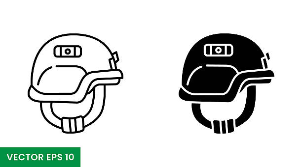 ilustraciones, imágenes clip art, dibujos animados e iconos de stock de ilustración del icono vectorial del casco del ejército aislada sobre fondo blanco - casco militar
