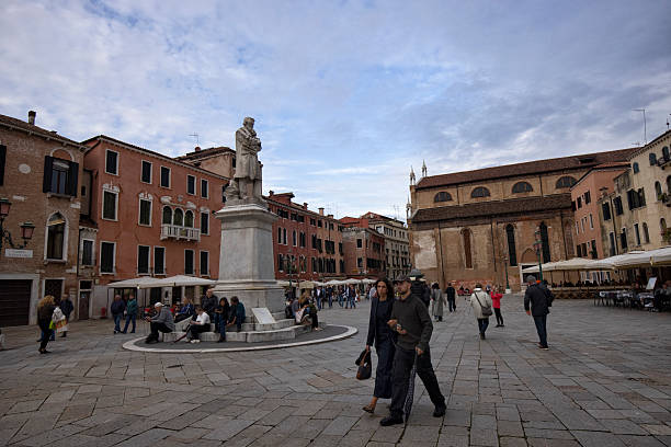 View of Campo Santo Stefano, Venice, Italy. Which is a city square near Accademia bridge.
