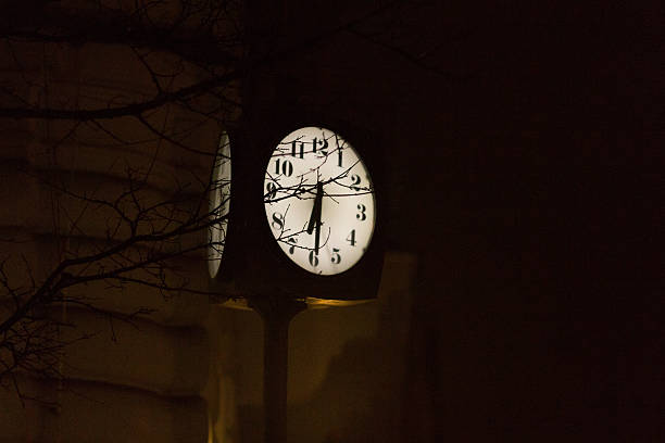 istock Urban clock serves as a focal point in cityscape, practical timekeeping solution 2209472505
