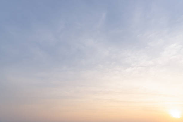 Full frame of beautiful morning or evening blue and orange sky with cloudy while sunsets or sunrises taken at the sea used as natural blackground texture