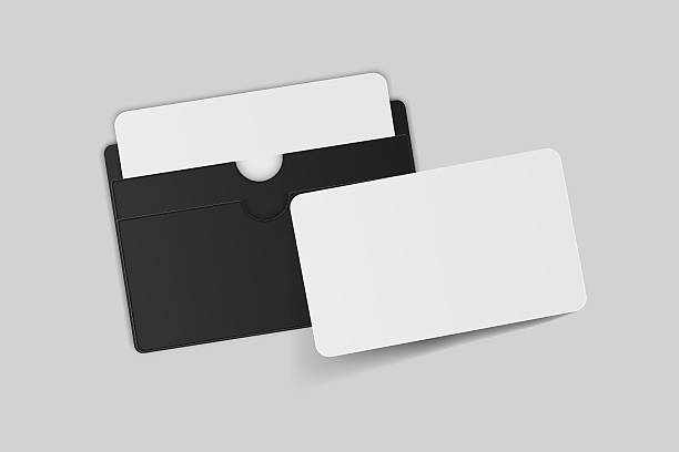 istock 3D Realistic Cardholder with plastic cards mockup in sleeve cardholder pocket isolated on background. Blank template for presentation business card, credit card, key card, smart cards or money cash 2209476237