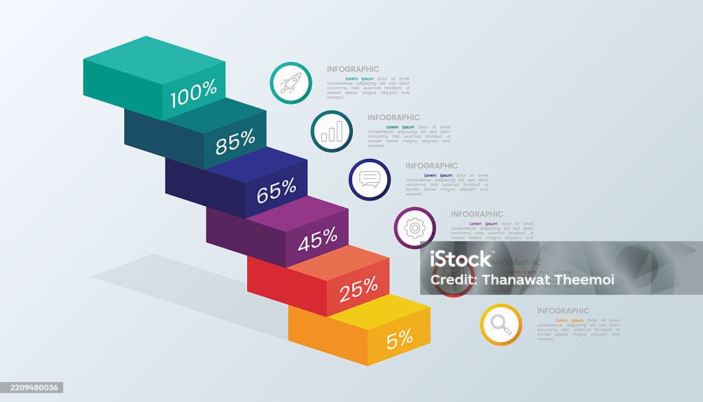 3d Layered Infographic Showing Percentage Status For Presentation Stock ...