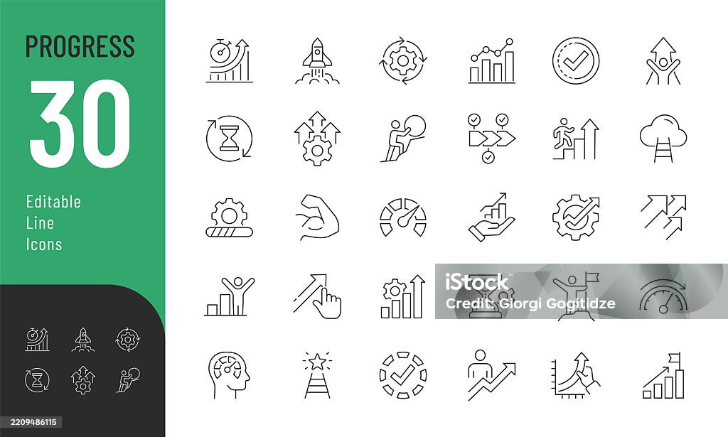Progress Line Editable Icons set. Vector illustration in modern thin line style of efficiency related icons: growth, success, and more. Isolated on transparent background. Icon Symbol stock vector Progress Line Editable Icons set. Vector illustration in modern thin line style of efficiency related icons: growth, success, and more. Isolated on transparent background. Icon Symbol stock vector