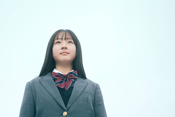 Japanese female junior high school students in uniform