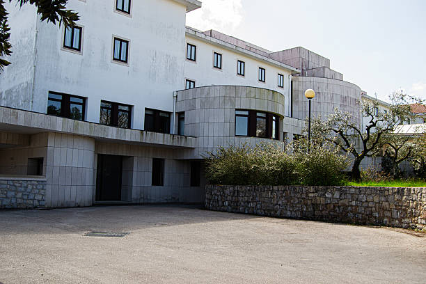 istock Modern architectural building surrounded by greenery in Fatima, Portugal 2209490594