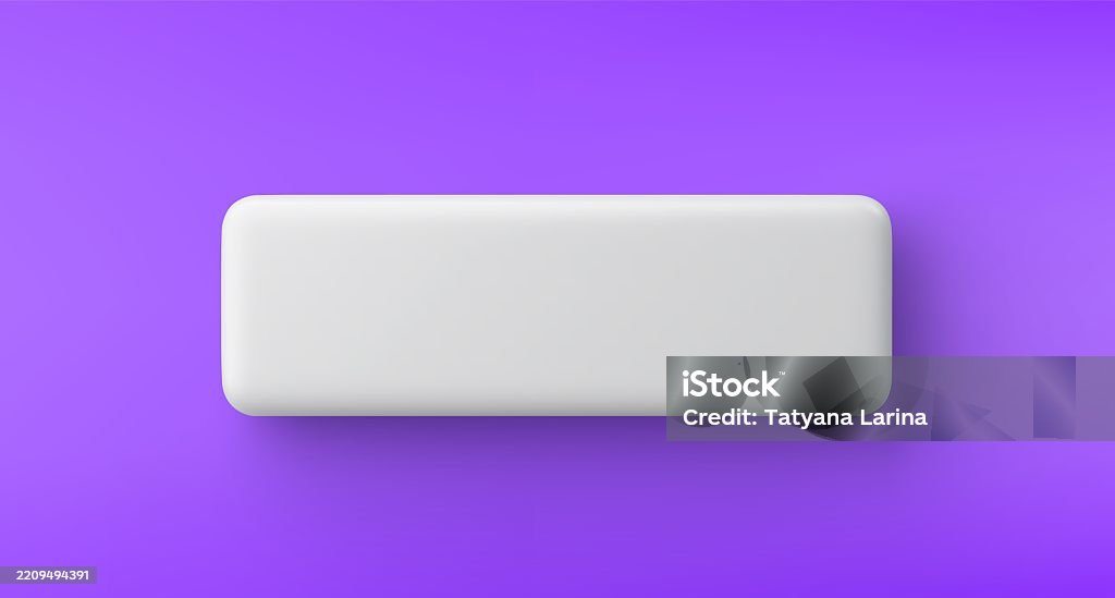 3d Vector White Plastic Rounded Rectangular Button On Purple Background ...