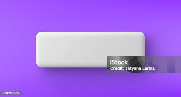 3d Vector White Plastic Rounded Rectangular Button On Purple Background ...
