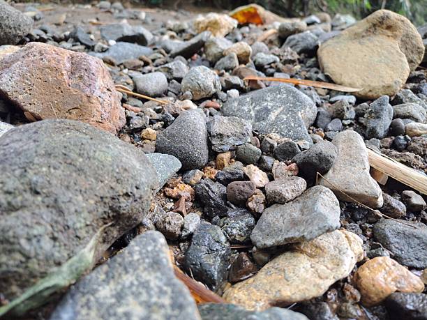 Landscape architecture, interior design and nature elements concept - Stone pebbles background texture, landscape architecture