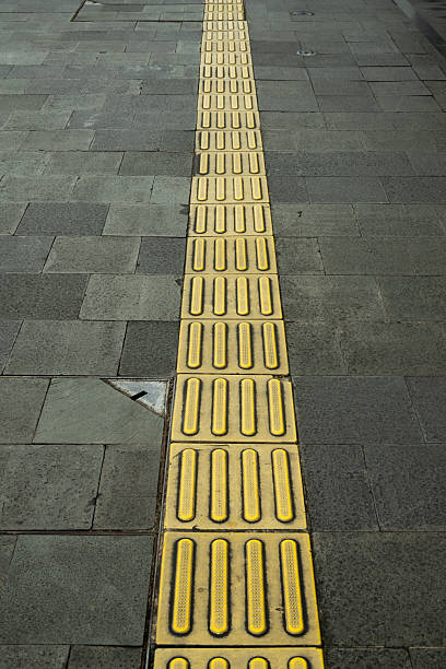 istock Yellow tactile paving in Jakarta City sidewalks 2209495568